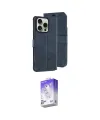 ieg™ iPhone 15 Pro Max Kılıf Siluet Işık Serisi - Siyah Bilvis 5in1 3D Magic Cam Ekran Koruyucu