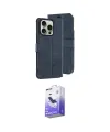 ieg™ iPhone 15 Pro Max Kılıf Siluet Işık Serisi - Siyah Bilvis 5in1 5D Magic Hayalet Cam Ekran Koruyucu