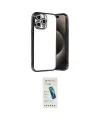 ieg™ iPhone 15 Pro Max Kılıf Vadi Minimal - Şeffaf Pasifik Cam Ekran Koruyucu