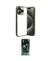 ieg™ iPhone 15 Pro Max Kılıf Vadi Minimal - Siyah 360 Mat Full Body Arka Koruyucu
