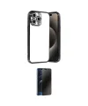ieg™ iPhone 15 Pro Max Kılıf Vadi Minimal - Siyah 3D Antistatik Hayalet Cam Ekran Koruyucu