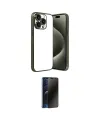ieg™ iPhone 15 Pro Max Kılıf Vadi Minimal - Siyah 3D Antistatik Hayalet Cam Ekran Koruyucu