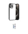 ieg™ iPhone 15 Pro Max Kılıf Vadi Minimal - Siyah Bilvis 0.18mm Plus Cam Ekran Koruyucu