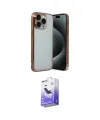 ieg™ iPhone 15 Pro Max Kılıf Vadi Minimal - Siyah Bilvis 5in1 5D Magic Hayalet Cam Ekran Koruyucu
