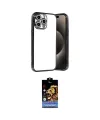 ieg™ iPhone 15 Pro Max Kılıf Vadi Minimal - Siyah Buffer Hayalet Cam Ekran Koruyucu