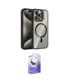 ieg™ iPhone 15 Pro Max Kılıf Yadigar Asil Koleksiyonu - Siyah Bilvis 5in1 5D Magic Hayalet Cam Ekran Koruyucu