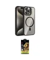 ieg™ iPhone 15 Pro Max Kılıf Yadigar Asil Koleksiyonu - Siyah Buffer Cam Ekran Koruyucu