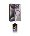 ieg™ iPhone 15 Pro Max Kılıf Yadigar Asil Koleksiyonu - Siyah Buffer Hayalet Cam Ekran Koruyucu