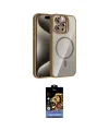 ieg™ iPhone 15 Pro Max Kılıf Yadigar Asil Koleksiyonu - Siyah Buffer Hayalet Cam Ekran Koruyucu