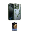 ieg™ iPhone 15 Pro Max Kılıf Yadigar Asil Koleksiyonu - Siyah Buffer Hayalet Cam Ekran Koruyucu