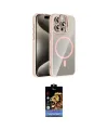 ieg™ iPhone 15 Pro Max Kılıf Yadigar Asil Koleksiyonu - Siyah Buffer Hayalet Cam Ekran Koruyucu