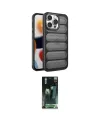 ieg™ iPhone 15 Pro Max Kılıf Yadigar Doku Özel Seri - Siyah 360 Mat Full Body Arka Koruyucu