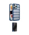 ieg™ iPhone 15 Pro Max Kılıf Yadigar Doku Özel Seri - Siyah 3D Antistatik Hayalet Cam Ekran Koruyucu