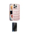 ieg™ iPhone 15 Pro Max Kılıf Yadigar Doku Özel Seri - Siyah 3D Antistatik Hayalet Cam Ekran Koruyucu