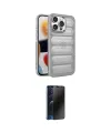 ieg™ iPhone 15 Pro Max Kılıf Yadigar Doku Özel Seri - Siyah 3D Antistatik Hayalet Cam Ekran Koruyucu