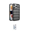 ieg™ iPhone 15 Pro Max Kılıf Yadigar Doku Özel Seri - Siyah Bilvis 0.18mm Plus Cam Ekran Koruyucu