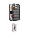ieg™ iPhone 15 Pro Max Kılıf Yadigar Doku Özel Seri - Siyah Bilvis 3D Cam Ekran Koruyucu
