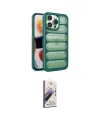 ieg™ iPhone 15 Pro Max Kılıf Yadigar Doku Özel Seri - Siyah Bilvis 3D Mat Cam Ekran Koruyucu
