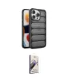 ieg™ iPhone 15 Pro Max Kılıf Yadigar Doku Özel Seri - Siyah Bilvis 3D Mat Cam Ekran Koruyucu