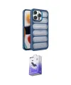 ieg™ iPhone 15 Pro Max Kılıf Yadigar Doku Özel Seri - Siyah Bilvis 5in1 5D Magic Hayalet Cam Ekran Koruyucu