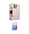 ieg™ iPhone 15 Pro Max Kılıf Yadigar Doku Özel Seri - Siyah Bilvis 5in1 5D Magic Hayalet Cam Ekran Koruyucu