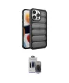 ieg™ iPhone 15 Pro Max Kılıf Yadigar Doku Özel Seri - Siyah Vanessa Magic Hayalet Cam