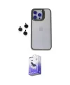 ieg™ iPhone 15 Pro Max Kılıf Yankı Asil Serisi - Siyah Bilvis 5in1 5D Magic Hayalet Cam Ekran Koruyucu