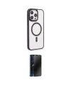 ieg™ iPhone 15 Pro Max Kılıf Yankı Işık Özel Seri - Siyah 3D Antistatik Hayalet Cam Ekran Koruyucu