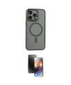 ieg™ iPhone 15 Pro Max Kılıf Yankı Işık Özel Seri - Siyah 3D Antistatik Mat Seramik Nano Ekran Koruyucu