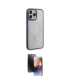 ieg™ iPhone 15 Pro Max Kılıf Yankı Işık Özel Seri - Siyah 3D Antistatik Mat Seramik Nano Ekran Koruyucu