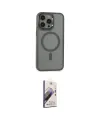 ieg™ iPhone 15 Pro Max Kılıf Yankı Işık Özel Seri - Siyah Bilvis 3D Mat Cam Ekran Koruyucu