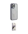 ieg™ iPhone 15 Pro Max Kılıf Yankı Işık Özel Seri - Siyah Bilvis 3D Mat Cam Ekran Koruyucu