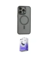ieg™ iPhone 15 Pro Max Kılıf Yankı Işık Özel Seri - Siyah Bilvis 5in1 5D Magic Hayalet Cam Ekran Koruyucu