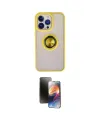 ieg™ iPhone 15 Pro Max Kılıf Yörünge Çizgi - Siyah 3D Antistatik Mat Seramik Nano Ekran Koruyucu