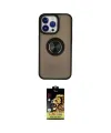 ieg™ iPhone 15 Pro Max Kılıf Yörünge Çizgi - Siyah Buffer Cam Ekran Koruyucu
