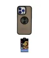 ieg™ iPhone 15 Pro Max Kılıf Yörünge Çizgi - Siyah Buffer Hayalet Cam Ekran Koruyucu