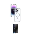 ieg™ iPhone 15 Pro Max Kılıf Yörünge Klasik - Siyah 3D Antistatik Hayalet Cam Ekran Koruyucu
