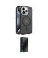 ieg™ iPhone 15 Pro Max Kılıf Yörünge Klasik - Siyah 3D Antistatik Hayalet Cam Ekran Koruyucu