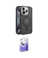ieg™ iPhone 15 Pro Max Kılıf Yörünge Klasik - Siyah Bilvis 5in1 5D Magic Hayalet Cam Ekran Koruyucu