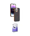 ieg™ iPhone 15 Pro Max Kılıf Yörünge Klasik - Siyah Bilvis 5in1 5D Magic Hayalet Cam Ekran Koruyucu