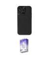 ieg™ iPhone 15 Pro Max Kılıf Zirve Işık Serisi - Siyah Bilvis 5in1 3D Magic Cam Ekran Koruyucu