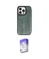 ieg™ iPhone 15 Pro Max Kılıf Zirve Yansıma Serisi - Siyah Bilvis 5in1 3D Magic Cam Ekran Koruyucu