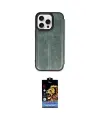 ieg™ iPhone 15 Pro Max Kılıf Zirve Yansıma Serisi - Siyah Buffer Hayalet Cam Ekran Koruyucu