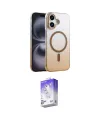 ieg™ iPhone 16 Kılıf Ahenk Doku Özel Seri - Siyah Bilvis 5in1 3D Magic Cam Ekran Koruyucu