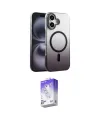 ieg™ iPhone 16 Kılıf Ahenk Doku Özel Seri - Siyah Bilvis 5in1 3D Magic Cam Ekran Koruyucu
