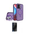 ieg™ iPhone 16 Kılıf Akış Form - Siyah 3D Antistatik Hayalet Cam Ekran Koruyucu