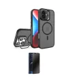 ieg™ iPhone 16 Kılıf Akış Form - Siyah 3D Antistatik Hayalet Cam Ekran Koruyucu
