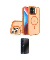 ieg™ iPhone 16 Kılıf Akış Form - Siyah 3D Antistatik Hayalet Cam Ekran Koruyucu