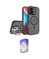 ieg™ iPhone 16 Kılıf Akış Form - Siyah Bilvis 5in1 3D Magic Cam Ekran Koruyucu