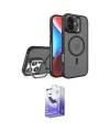ieg™ iPhone 16 Kılıf Akış Form - Siyah Bilvis 5in1 5D Magic Hayalet Cam Ekran Koruyucu